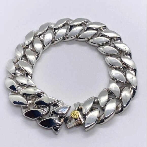 David Yurman Cuban Curb Link 925 18K Bracelet 19mm Wide